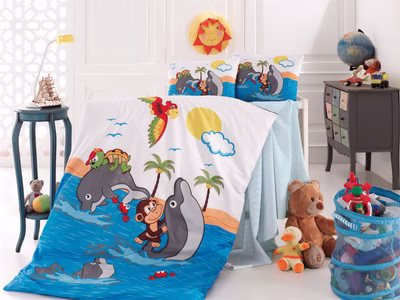 Baby Bettwäsche Wendebettwäsche Delphin 100 x 135 cm