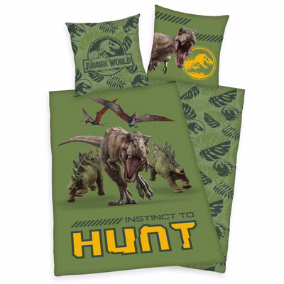 Jurassic World T-Rex Dinosaurier Wende Bettwäsche, 80 x 80 cm + 135 x 200 cm