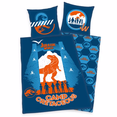 Jurassic World T-Rex Dinosaurier Cretaceous Wende Bettwäsche, 80 x 80 cm + 135 x 200 cm