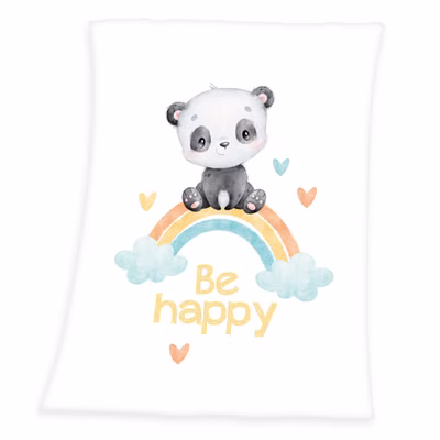 Panda Rainbow Soft-Peach Fleece Blanket 75 x 100 cm