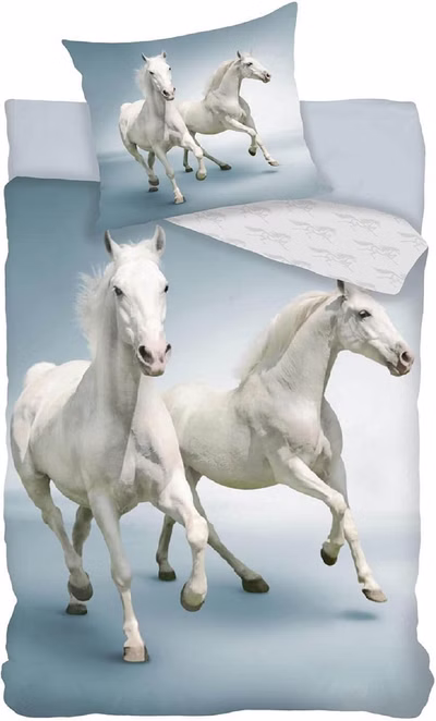 Bedding set white horse mold 2 pieces 135x200 cm (80x80 cm)