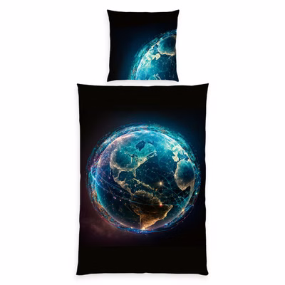 Globe bedding set, 2-piece, 135x200 cm, 100% microfiber