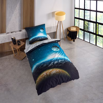 Bettwäsche Set mit Mond und Planet 135 x 200 cm