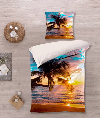 Bettwäsche Set mit Sonnenuntergang 135 x 200 cm