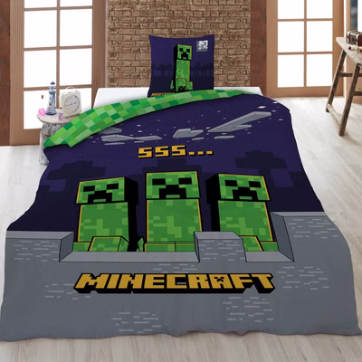 Minecraft Wende Bettwäsche Set 2 tlg. 135 x 200 cm 80 x 80cm