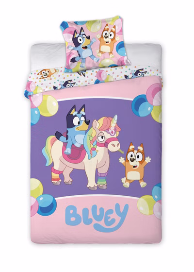 Bluey Einhorn Bettwäsche Set 2 tlg. 135x200 cm 80x80cm Baumwolle