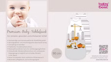 Herding babybest® Baustelle Ganzjahres-Schlafsack für Babys Baumwolle Vorderseite der Produktverpackung mit diversen Informationen.