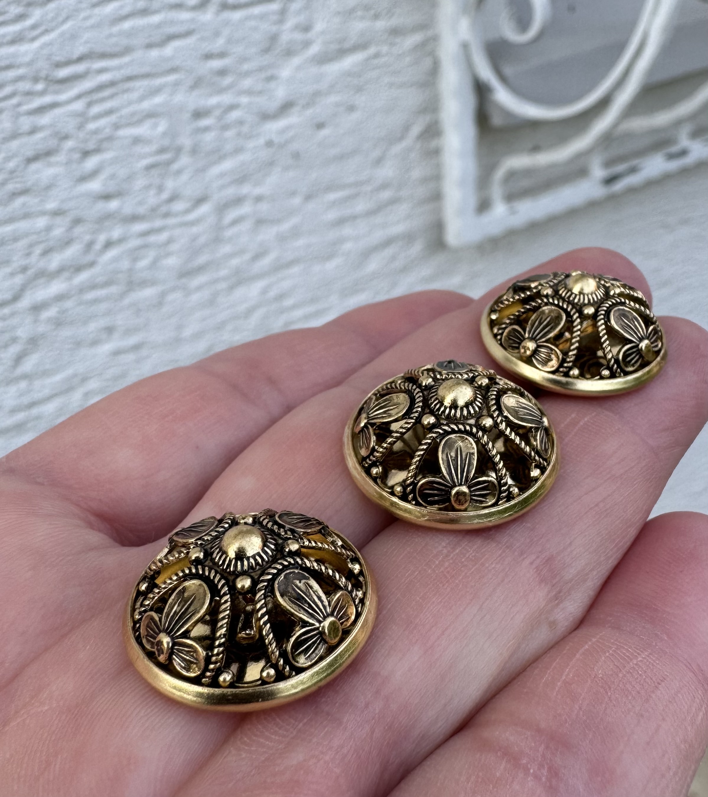 6 Stück Metallknöpfe Silber Antik Mit Strass - 10mm Ösenknöpfe