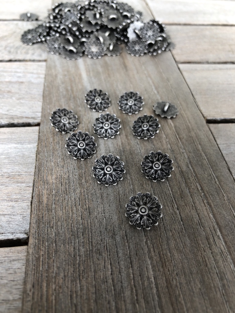 10 Stück Dirndl Knöpfe Aus Metall - Silberne Ösenknöpfe 13mm Für Trachten
