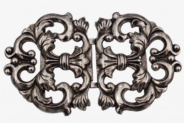 Trachten Schürzen Schnalle Silber Antik - Hartmann Knopf Mit Blumen Motiv Made In Germany