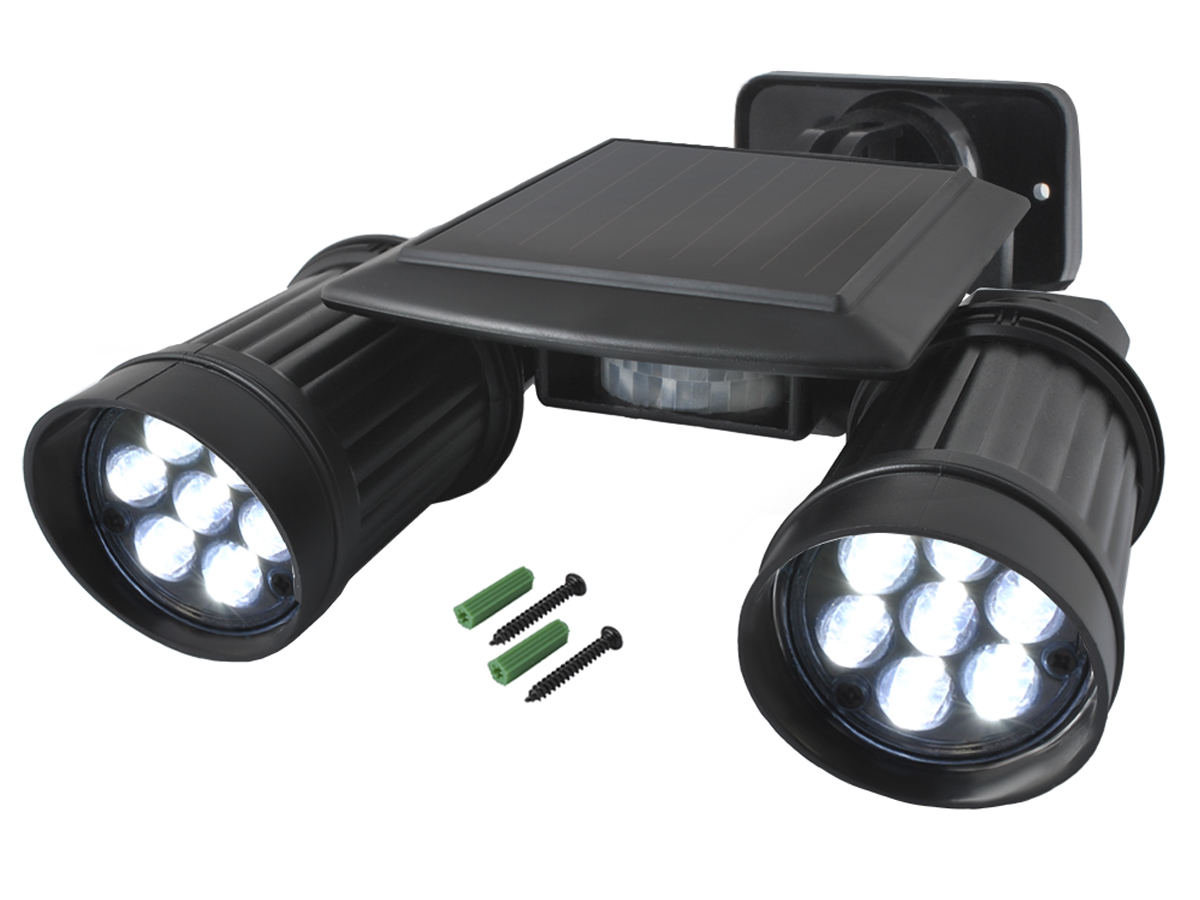 LED Solar Außenbeleuchtung Scheinwerfer Doppelkopf für Garten Solar