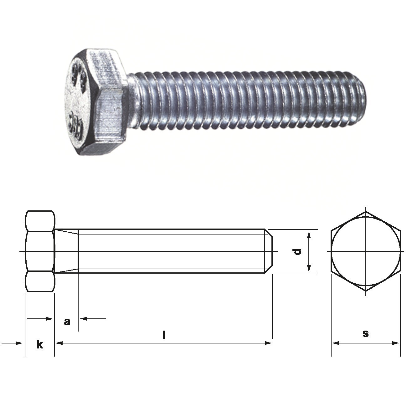 10 Stk Sechskantschraube DIN 933 8.8 M6 x 16 verzinkt