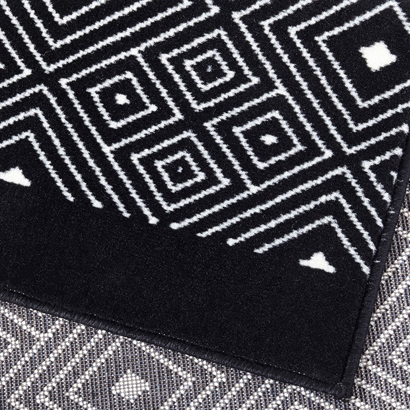 Designer Velours Teppich Quadrangle Schwarz Creme