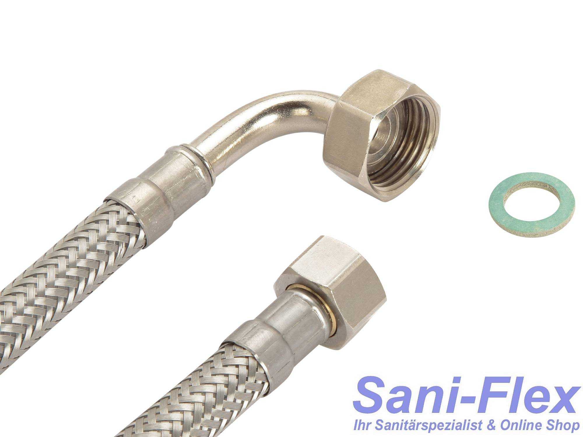 Flexschlauch DN8 Edelstahl 3//8 Zoll ÜM Trinkwasser Panzerschlauch 1//2 Zoll ÜM
