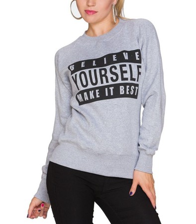 Damen Sweater Pulli Fuck Swag Hellgrau Mode Fur Mollige Damenmode Online Shop Fur Grosse Grossen