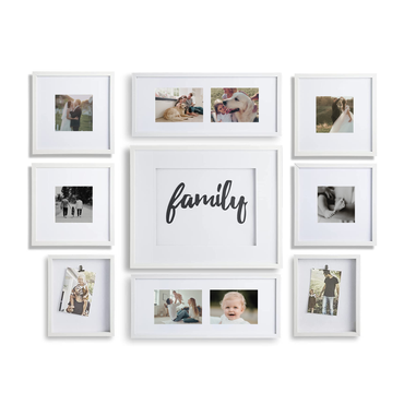 Wood 9-piece family collage photo frame set Wood 9-piece family collage photo frame set