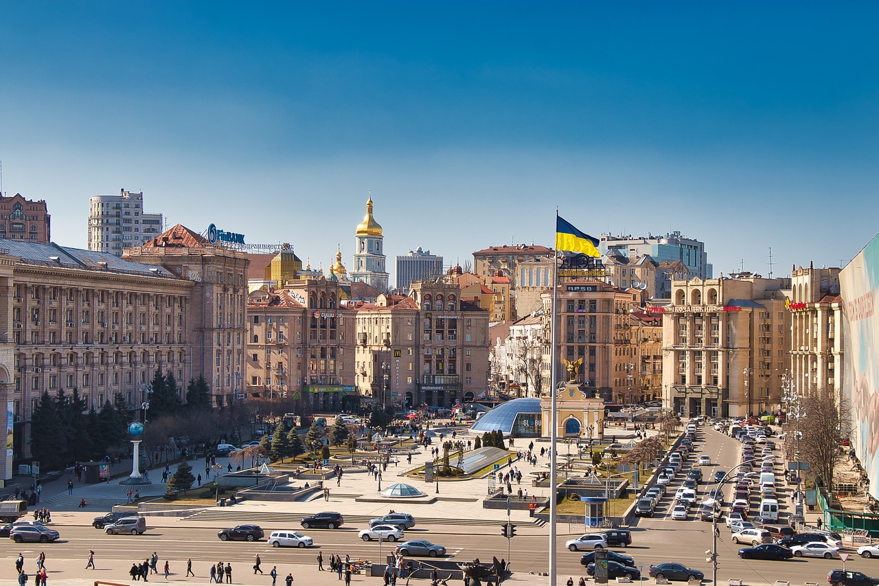 Ukraine Flagge Stadt 