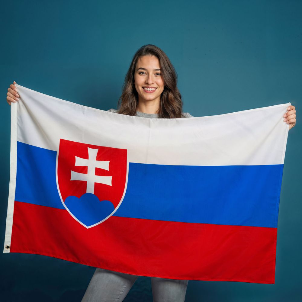 Drapeau Slovaquie 150x90cm – AZ FLAG – œillets – Spécial Extérieur – Neuf