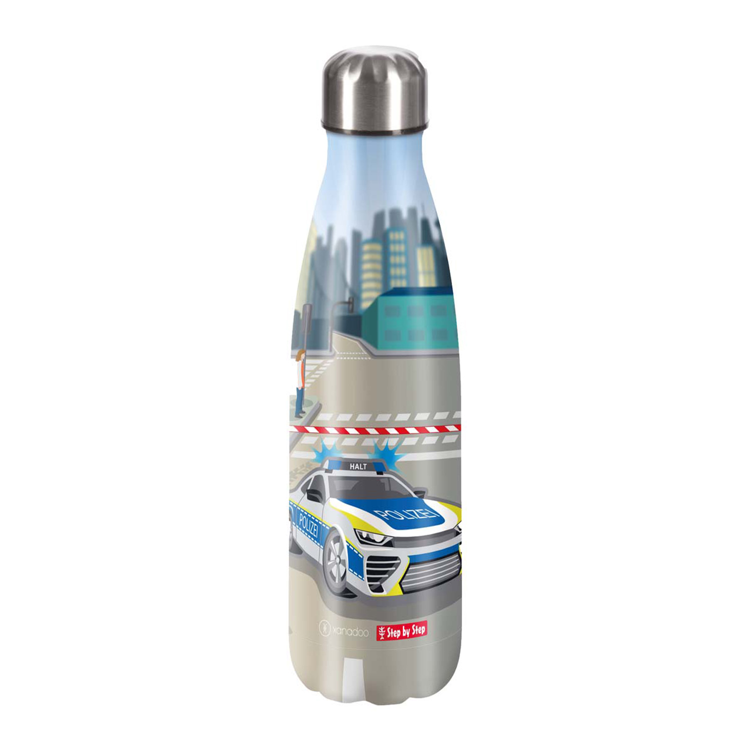 Step by Step Edelstahl-Trinkflasche-Police Car Cody