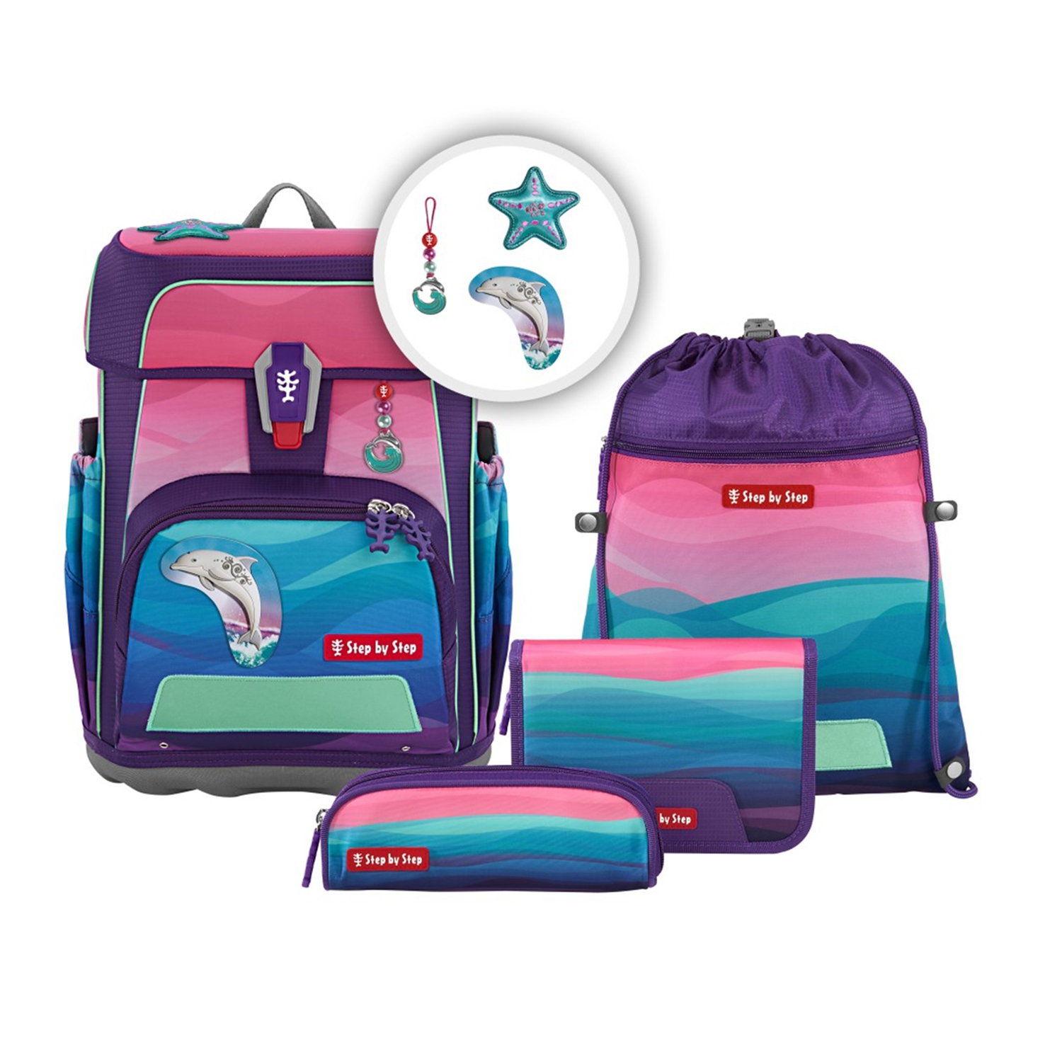 Step by Step Cloud Ocean - Schulranzen-Set 5-teilig-Dolphin Lana