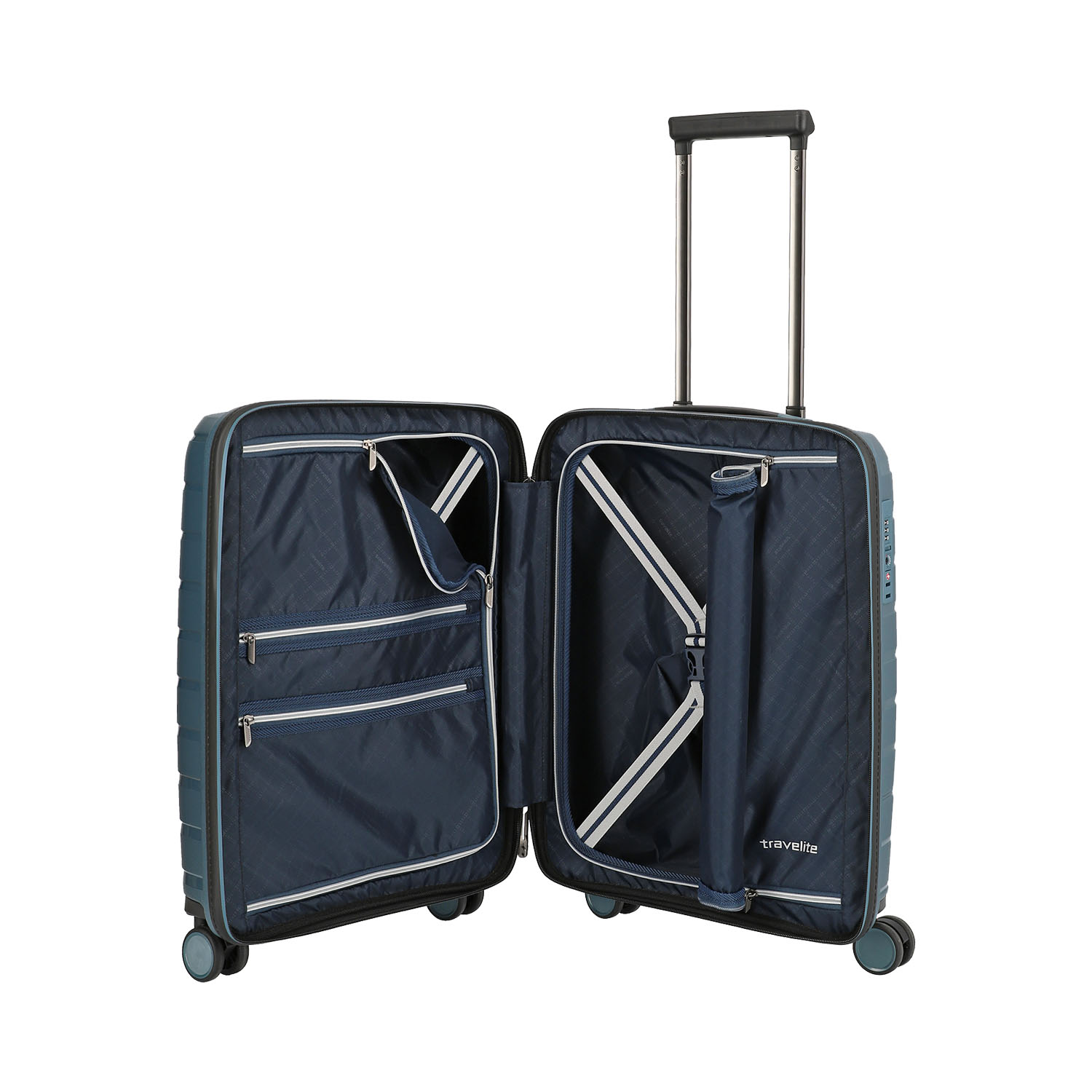 Travelite Air Base 4-Rollen Trolley S mit Vortasche-Eisblau