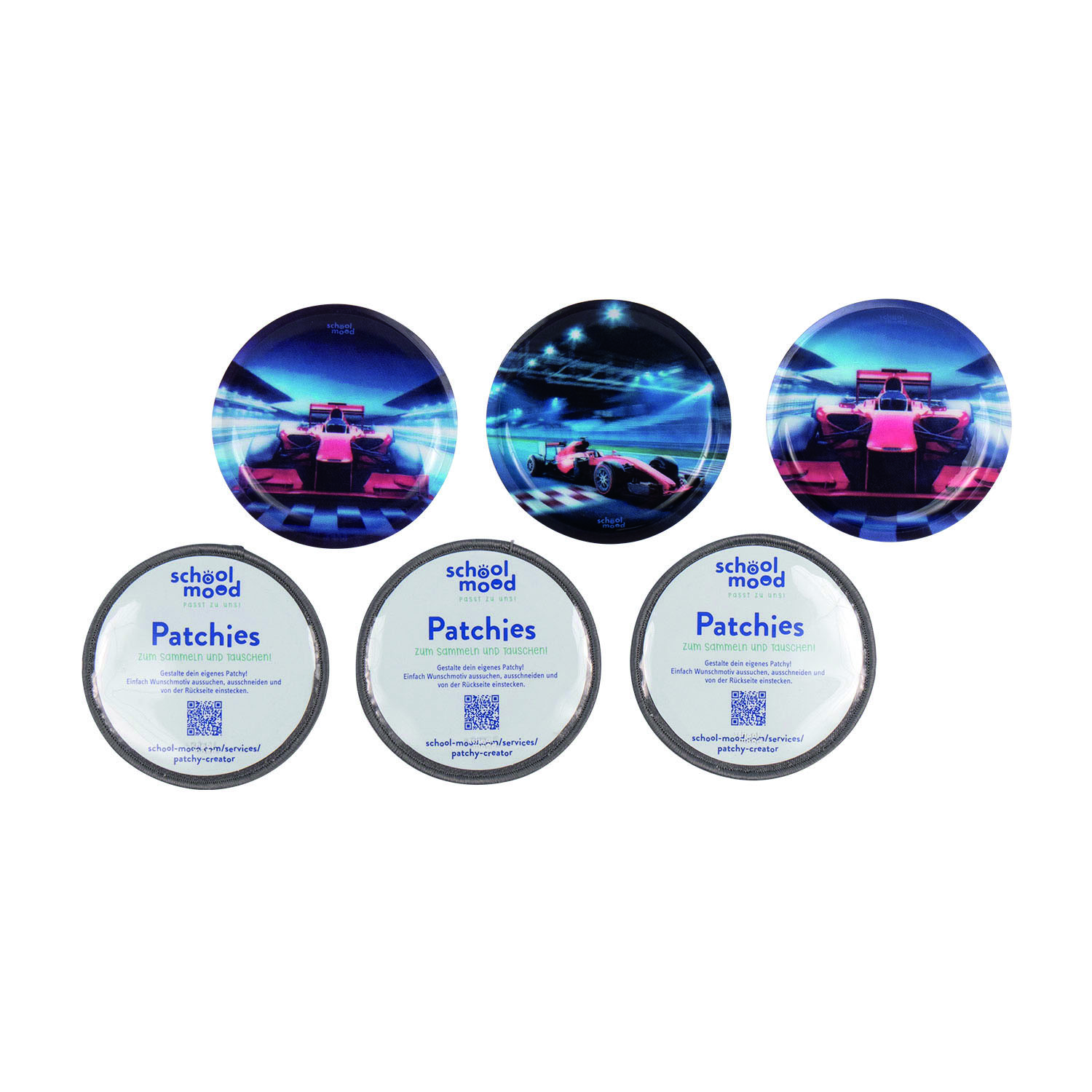School Mood Patchy-Set - 6-teiliges Set-Autorennen