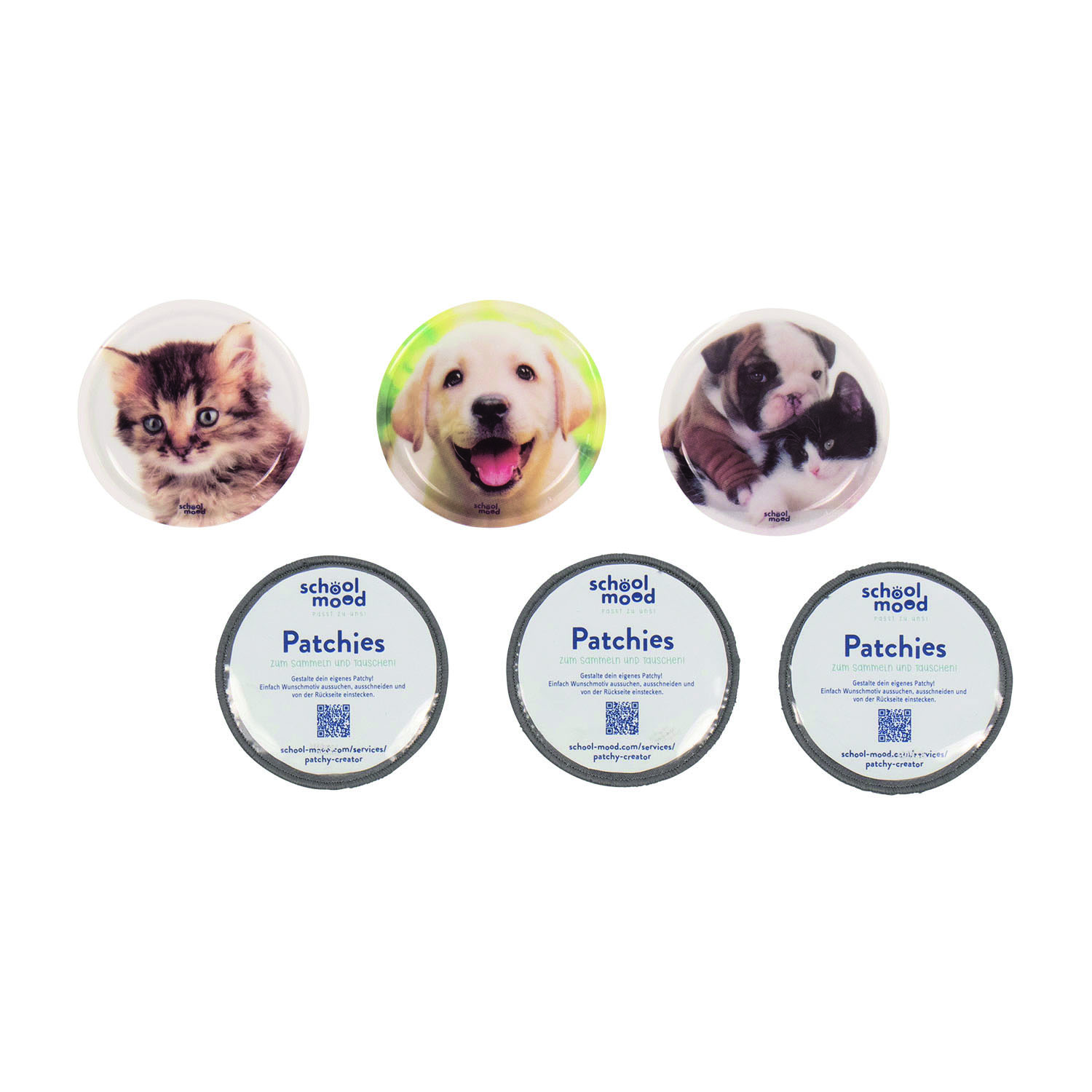 School Mood Patchy-Set - 6-teiliges Set-Hund und Katze