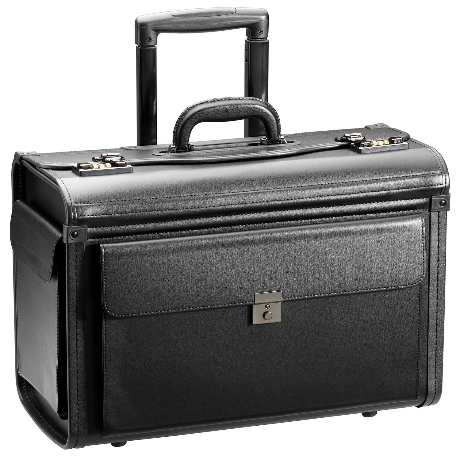D&N Lederwaren Business Line - 2 Rollen Pilotenkoffer Trolley-Schwarz