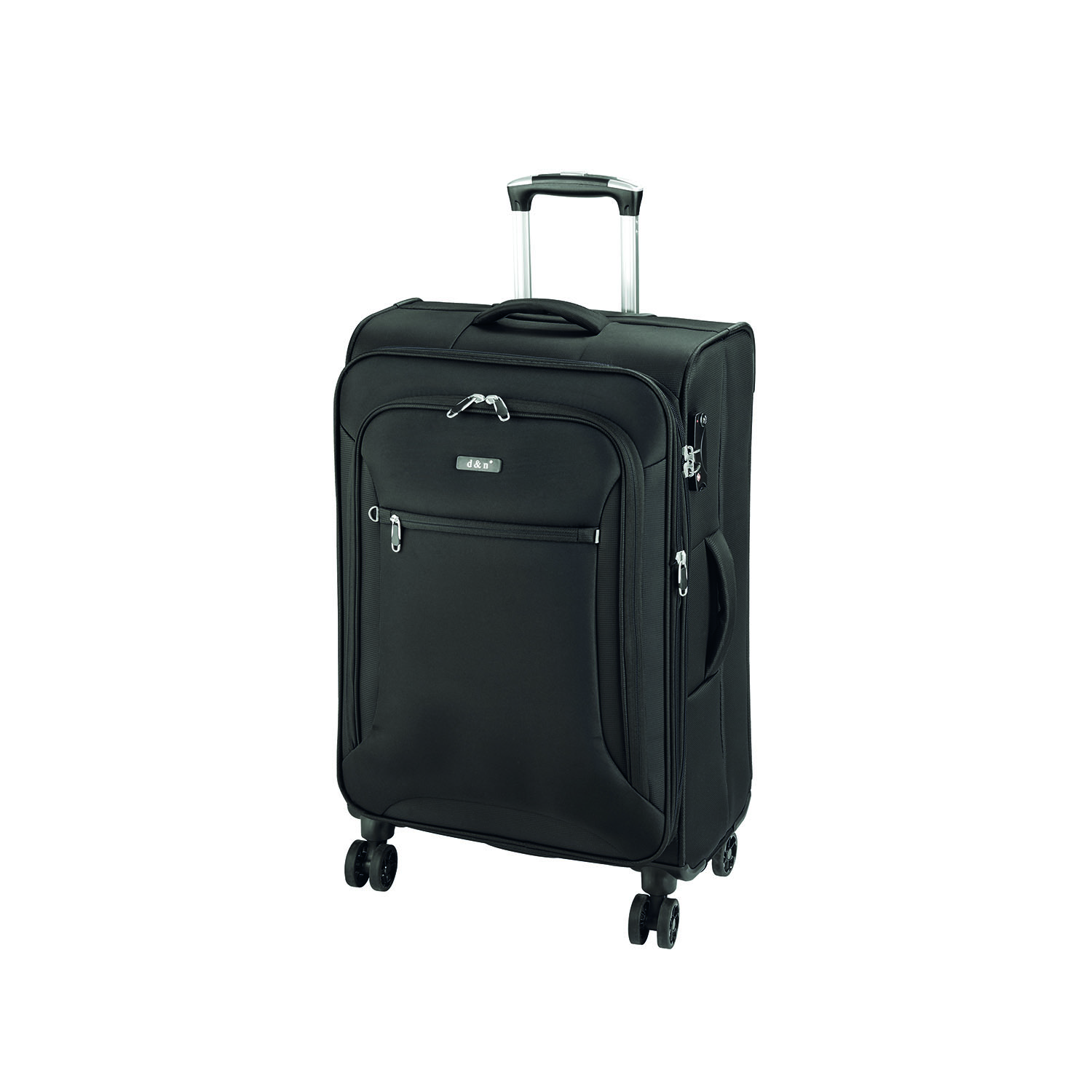 D&N Lederwaren Travel Line 6404 - 4 Rollen Trolley 78cm-Schwarz