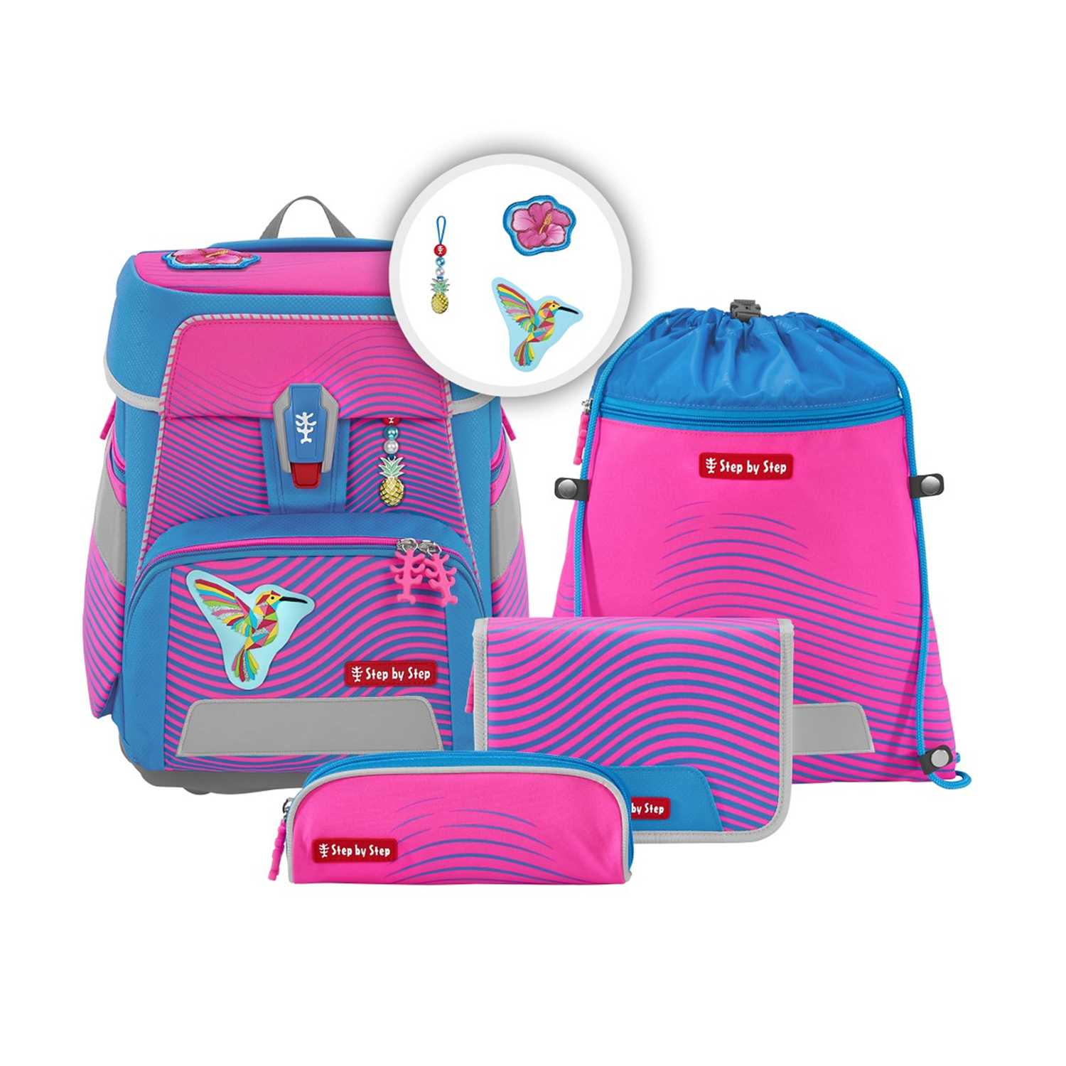 Step by Step Space Neon- Schulranzen-Set 5-teilig-Kolibri Kaja