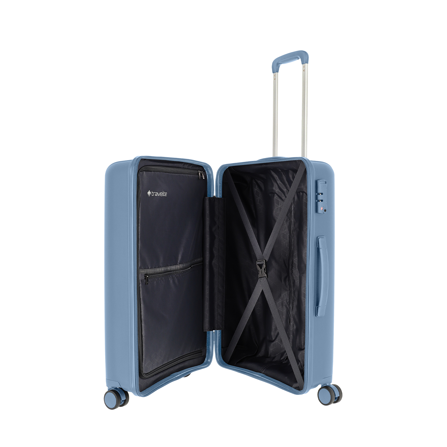 Travelite Vaka - 4 Rollen Trolley M 65cm-Blaugrau