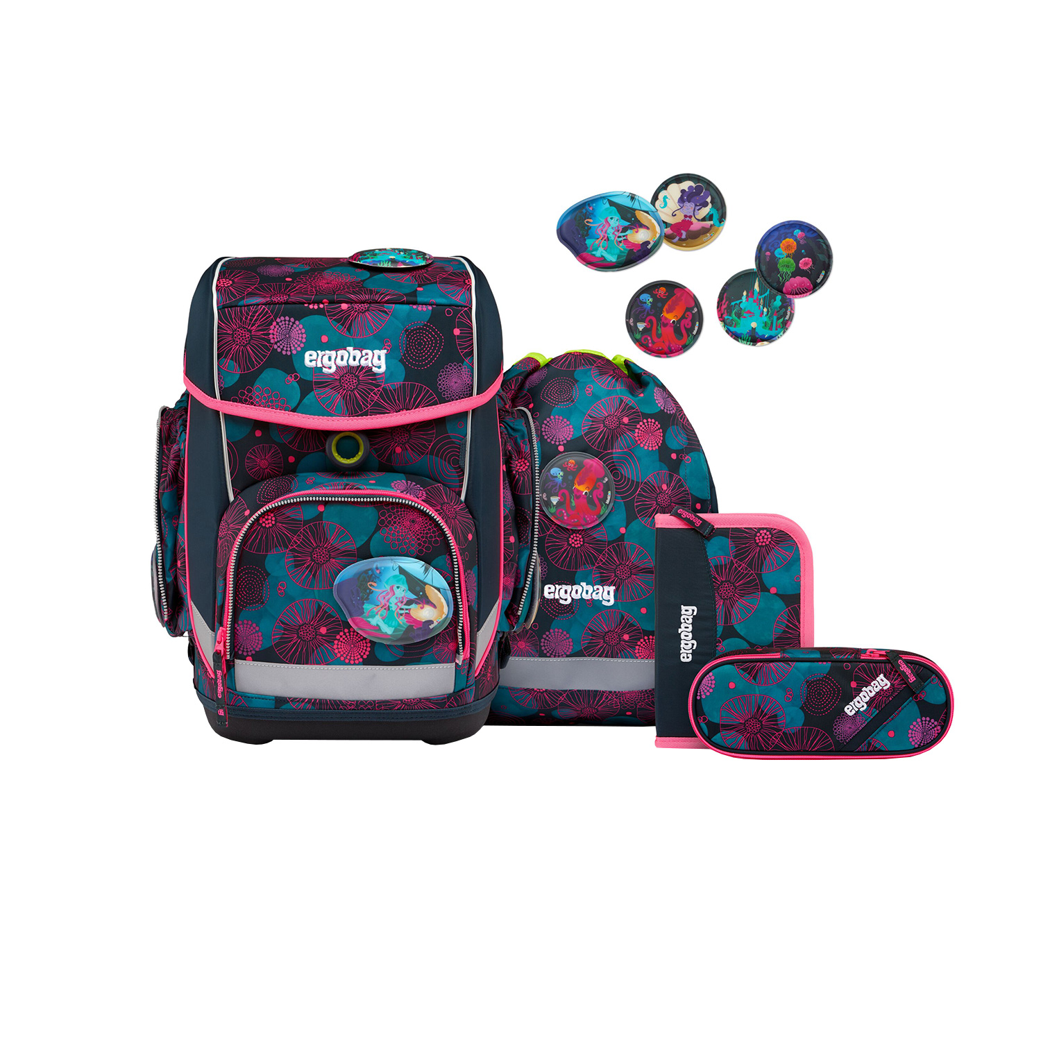 Ergobag Cubo Schulranzen Set 5-teilig 2.4-KorallBär