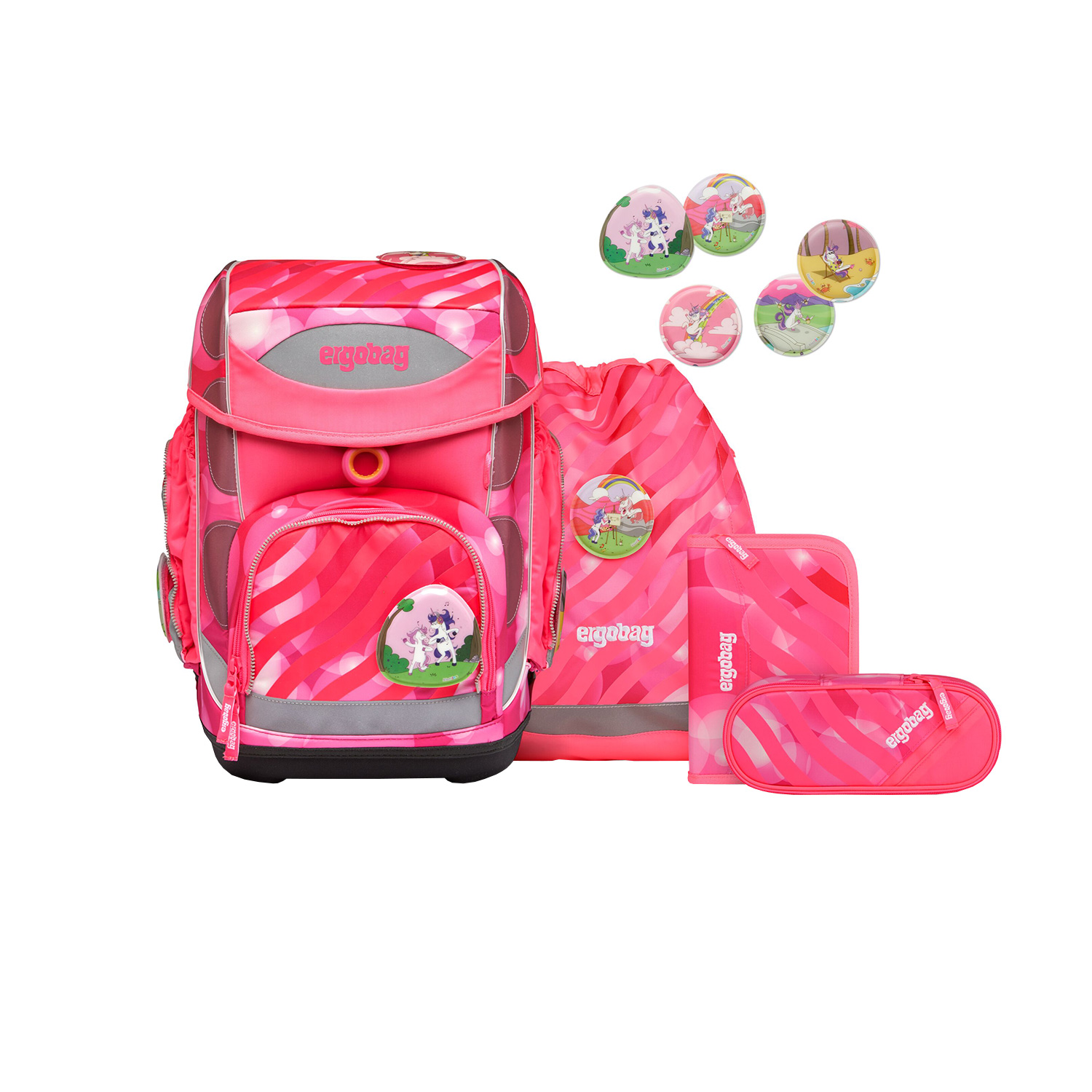 Ergobag Cubo Schulranzen Set 5-teilig 2.4-KuntBärbuntes Einhorn