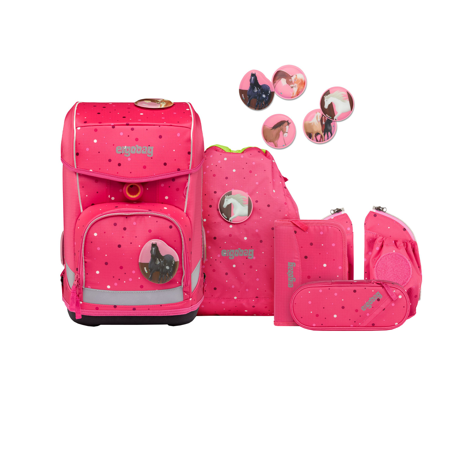 Ergobag Cubo Light Schulranzen-Set 6-teilig 2.4-Urlaub auf dem ReitBärhof