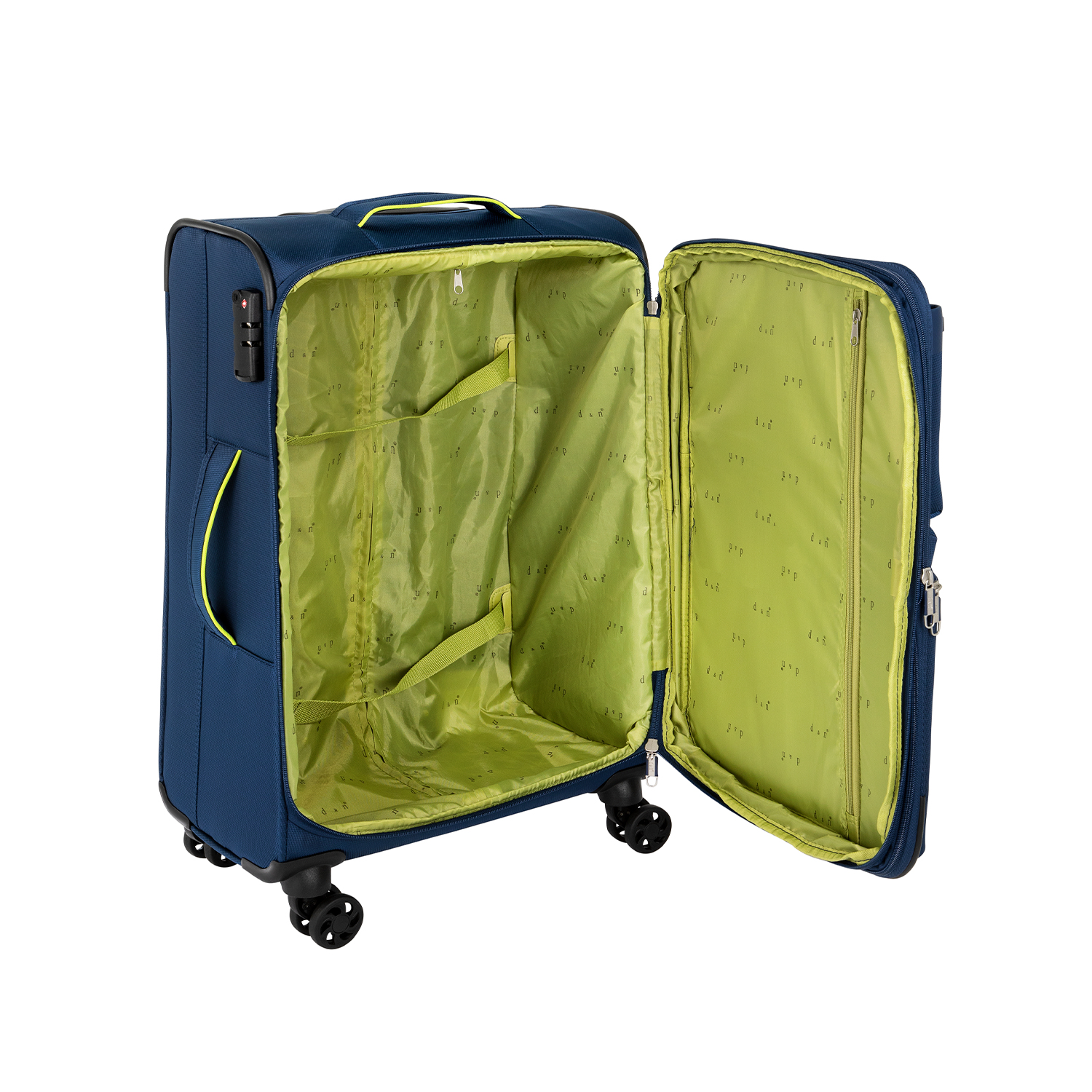 D&N Lederwaren Travel Line 6704 - 4-Rollen Trolley L 75cm EXP-Blau