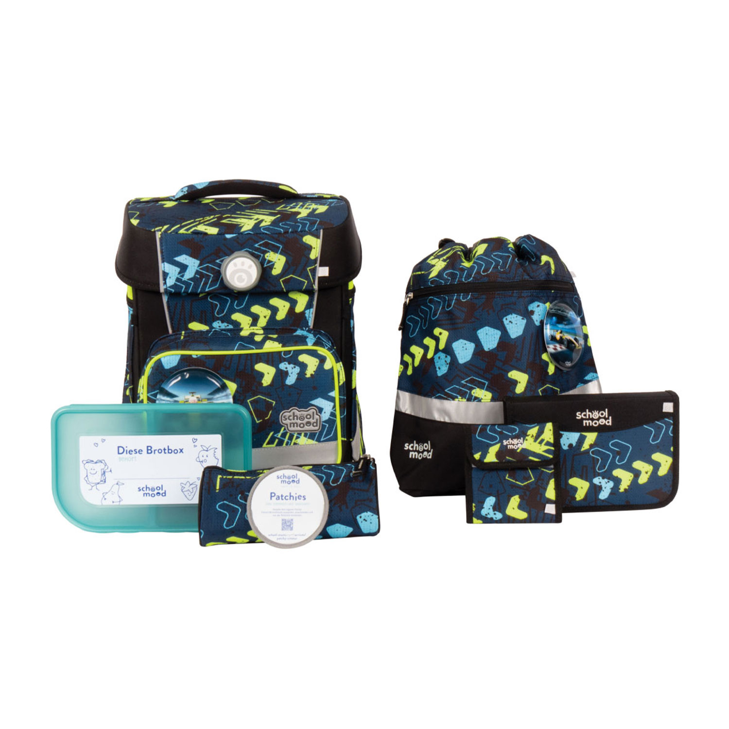 School Mood Champion Maxx - 7-teiliges Schulranzenset-Elias. Rennwagen