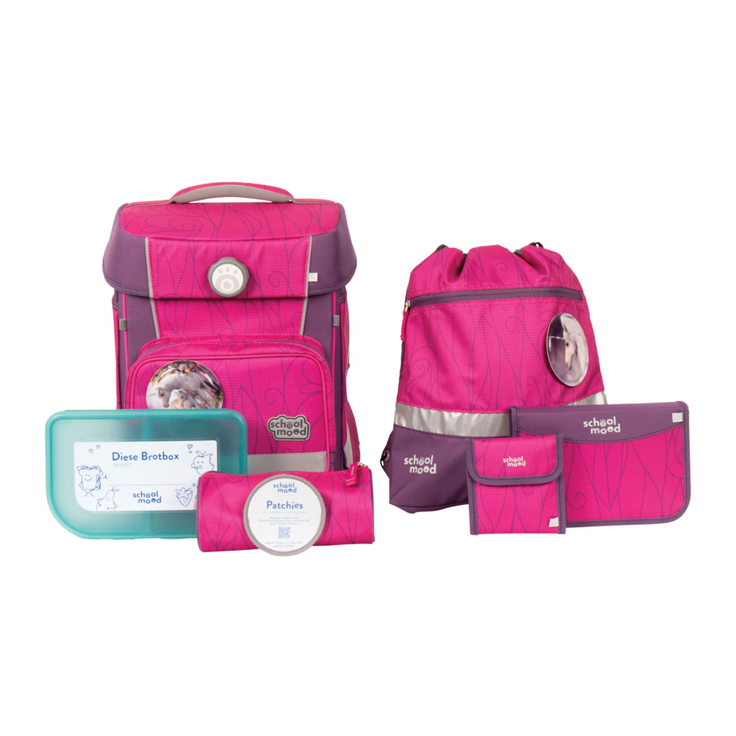 School Mood Champion Maxx - 7-teiliges Schulranzenset-Luisa. Einhorn
