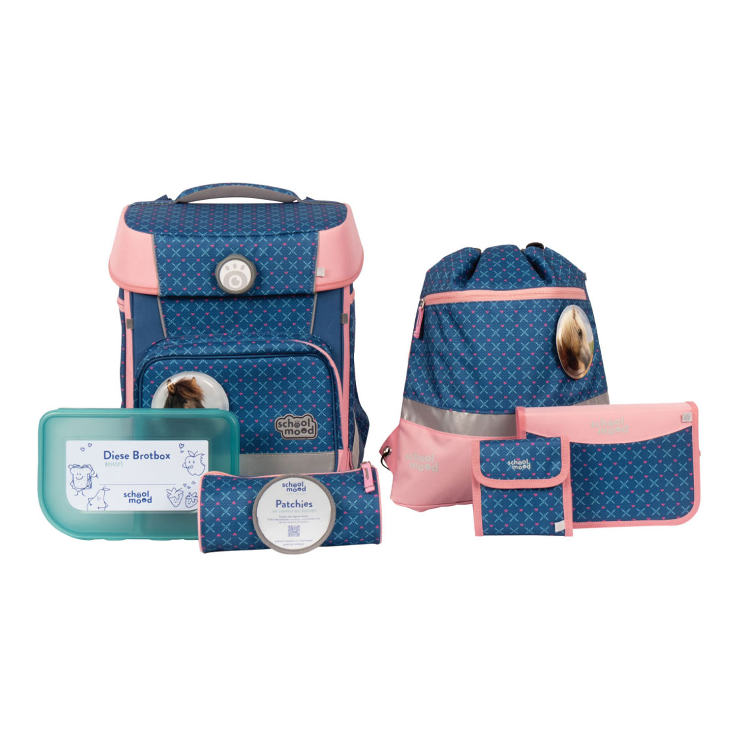 School Mood Champion Maxx - 7-teiliges Schulranzenset-Mila. Pferd