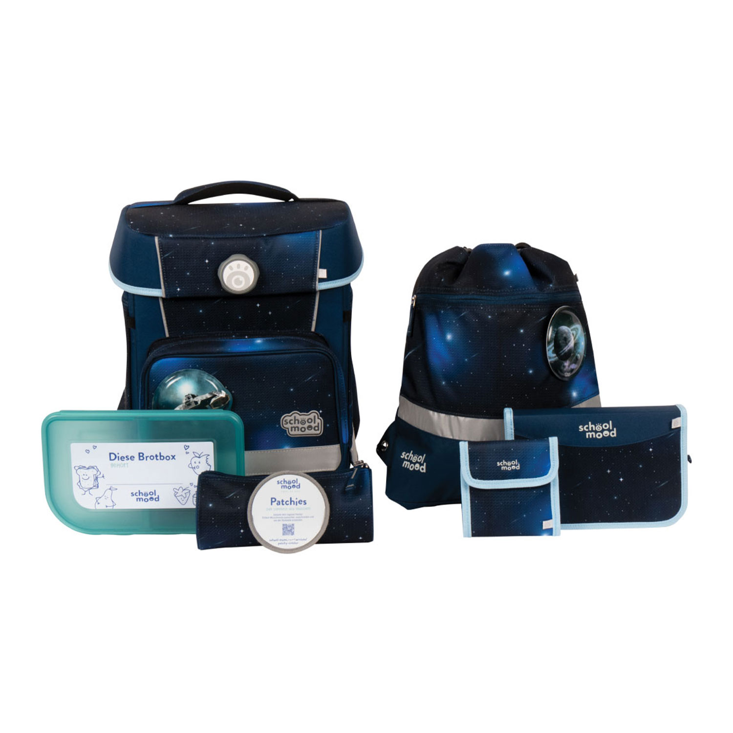 School Mood Champion Maxx - 7-teiliges Schulranzenset-Moritz. Weltall