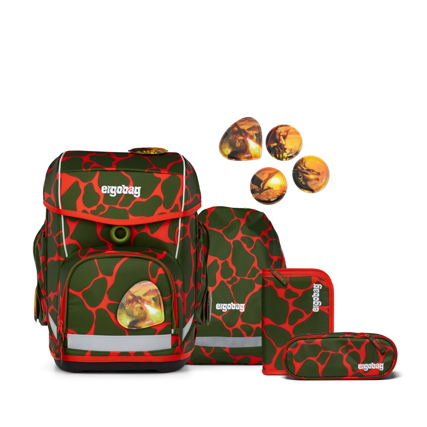 Ergobag Cubo Schulranzen Set 5-teilig-FeuerspeiBär