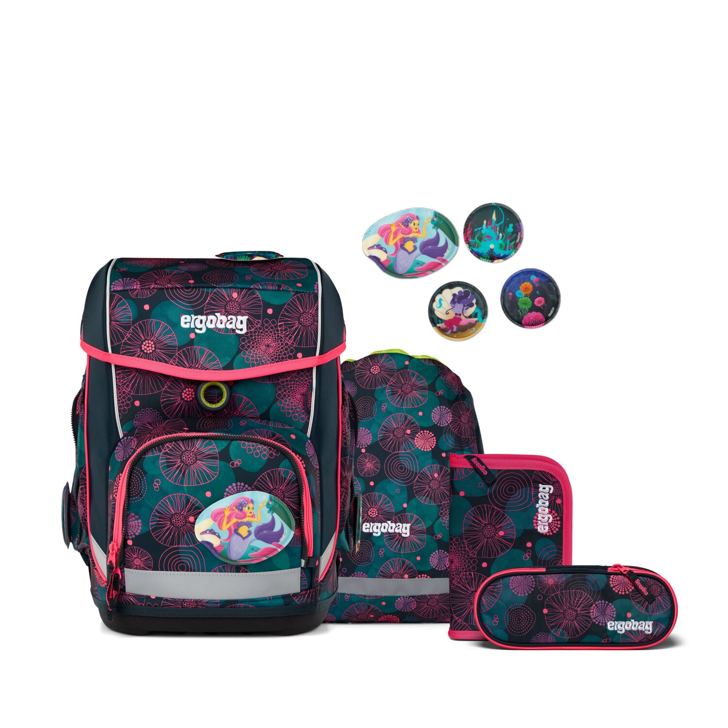Ergobag Cubo Schulranzen Set 5-teilig-KorallBär