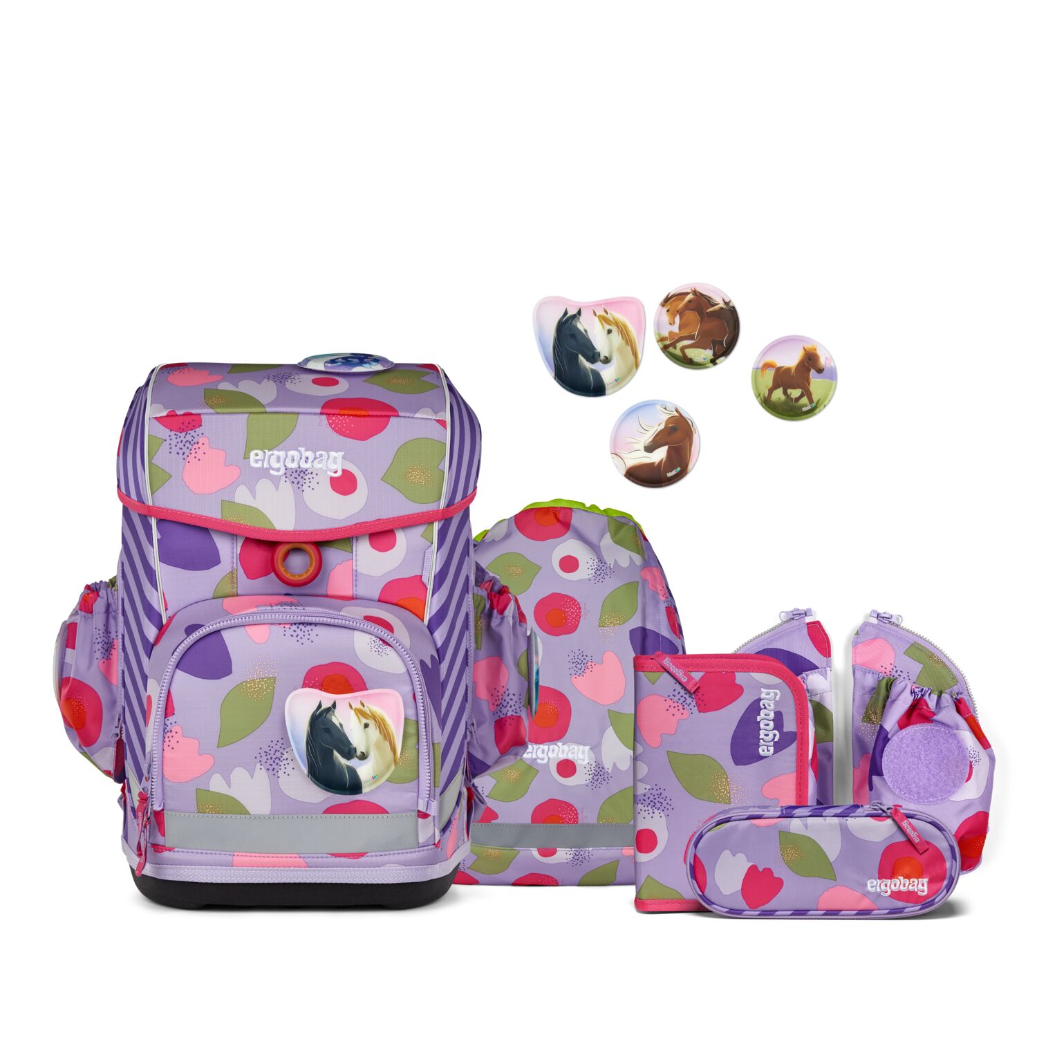 Ergobag Cubo Light Schulranzen Set 6-teilig-BlütenzauBär
