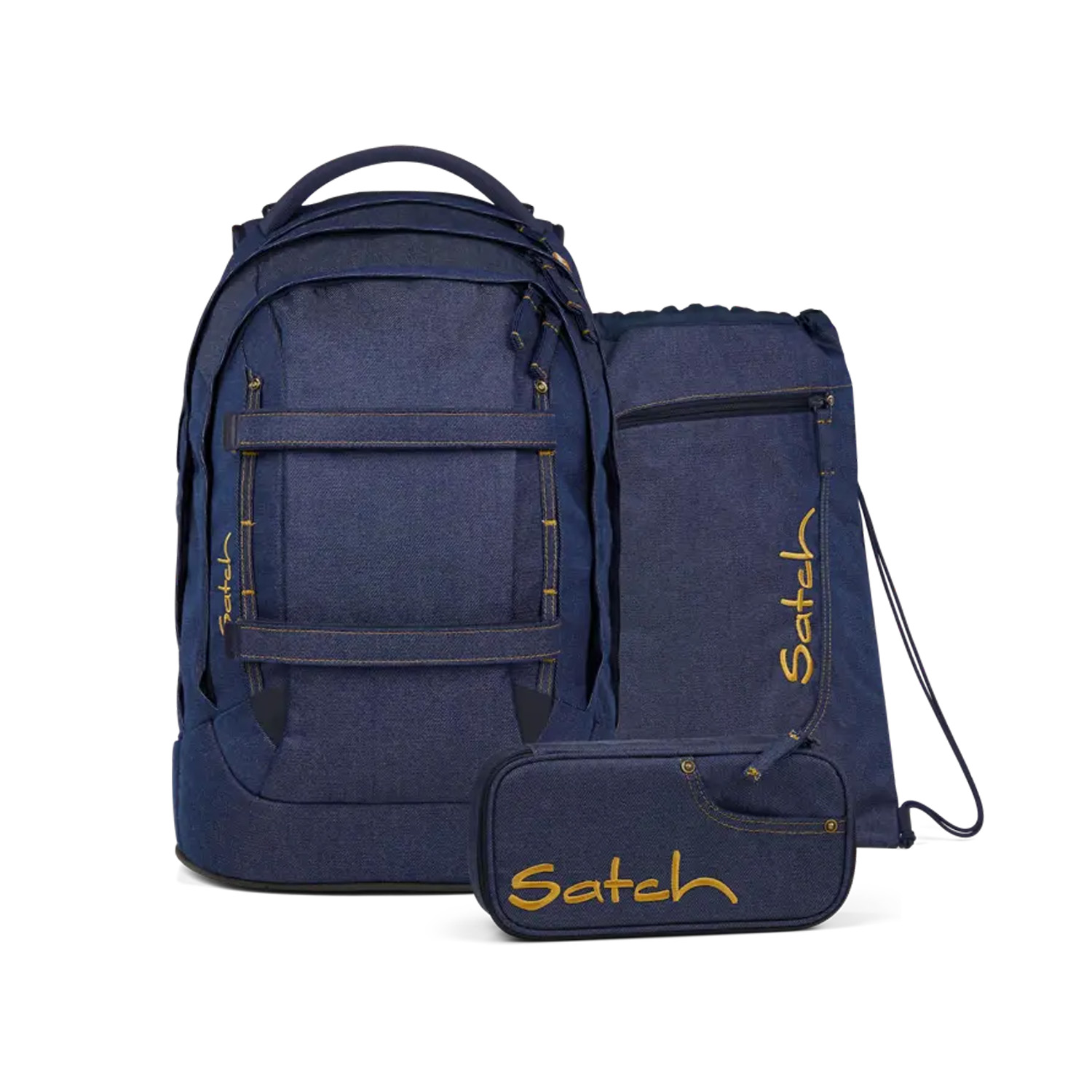 Satch Pack Next Denim - Schulrucksack Set 3-tlg.-Denim Blue