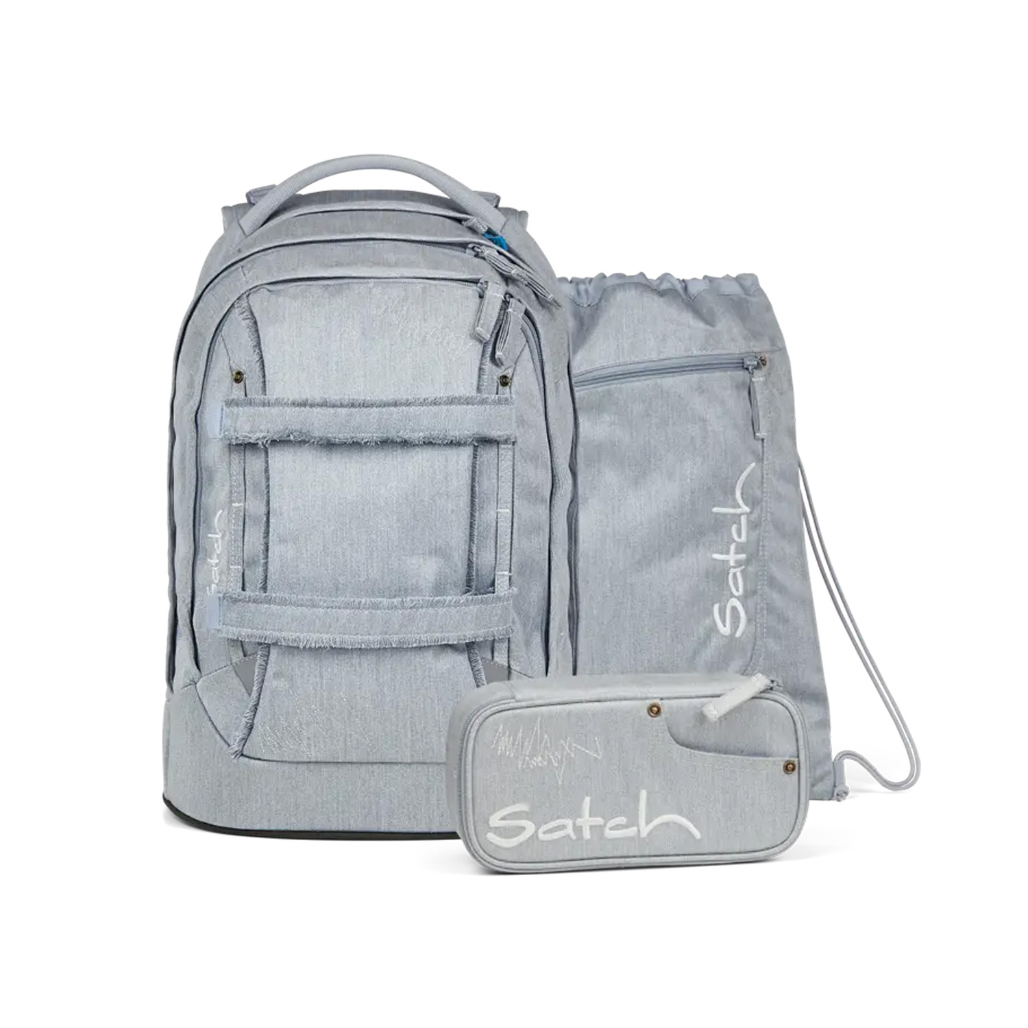 Satch Pack Next Denim - Schulrucksack Set 3-tlg.-Washed Blue