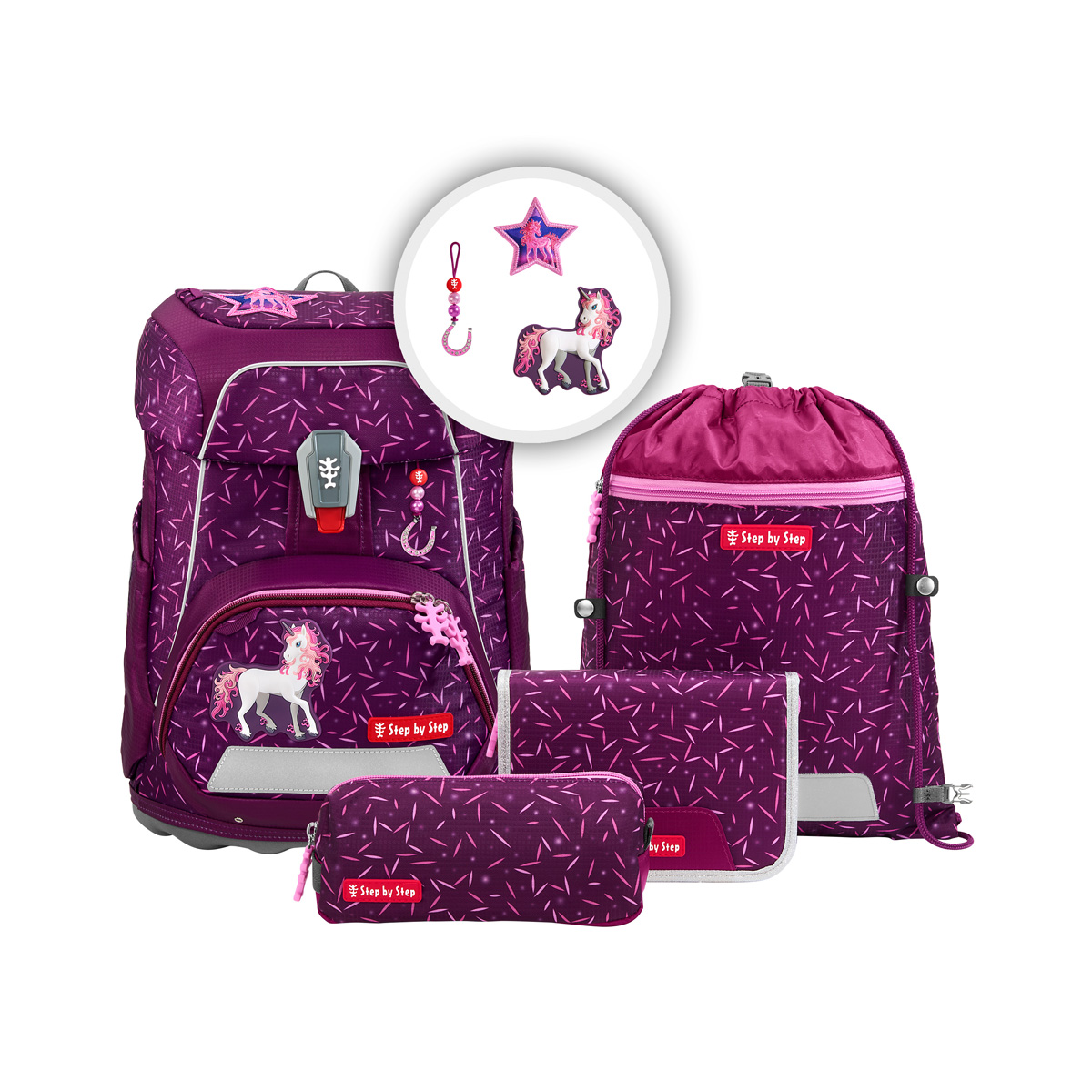 Step by Step Fit Schulranzen-Set 5-teilig-Pretty Unicorn Nuala