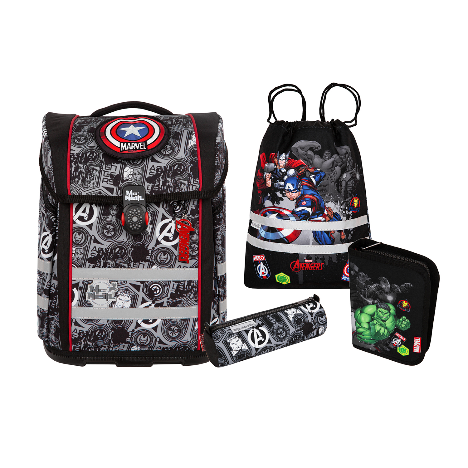McNeill Perfecto Disney Schulranzen Set 5-teilig-Marvel Avengers