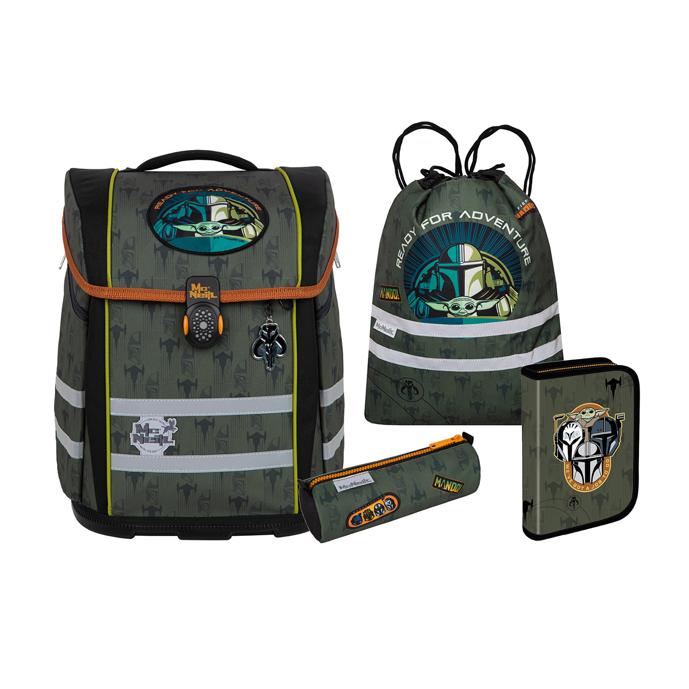 McNeill Perfecto Disney Schulranzen Set 5-teilig-Star Wars Mandalorian