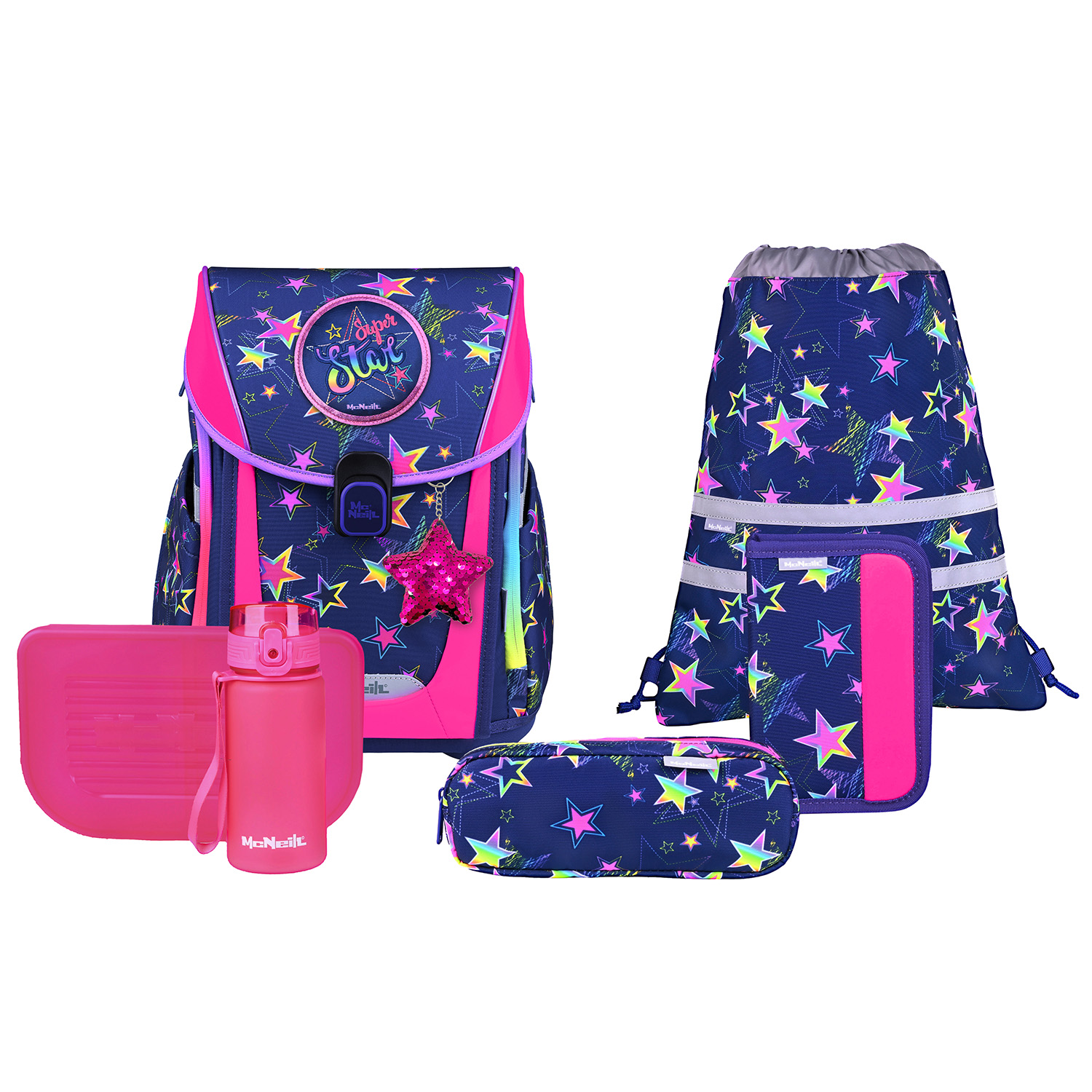 McNeill Primo Schulranzen-Set 9-teilig-Stars
