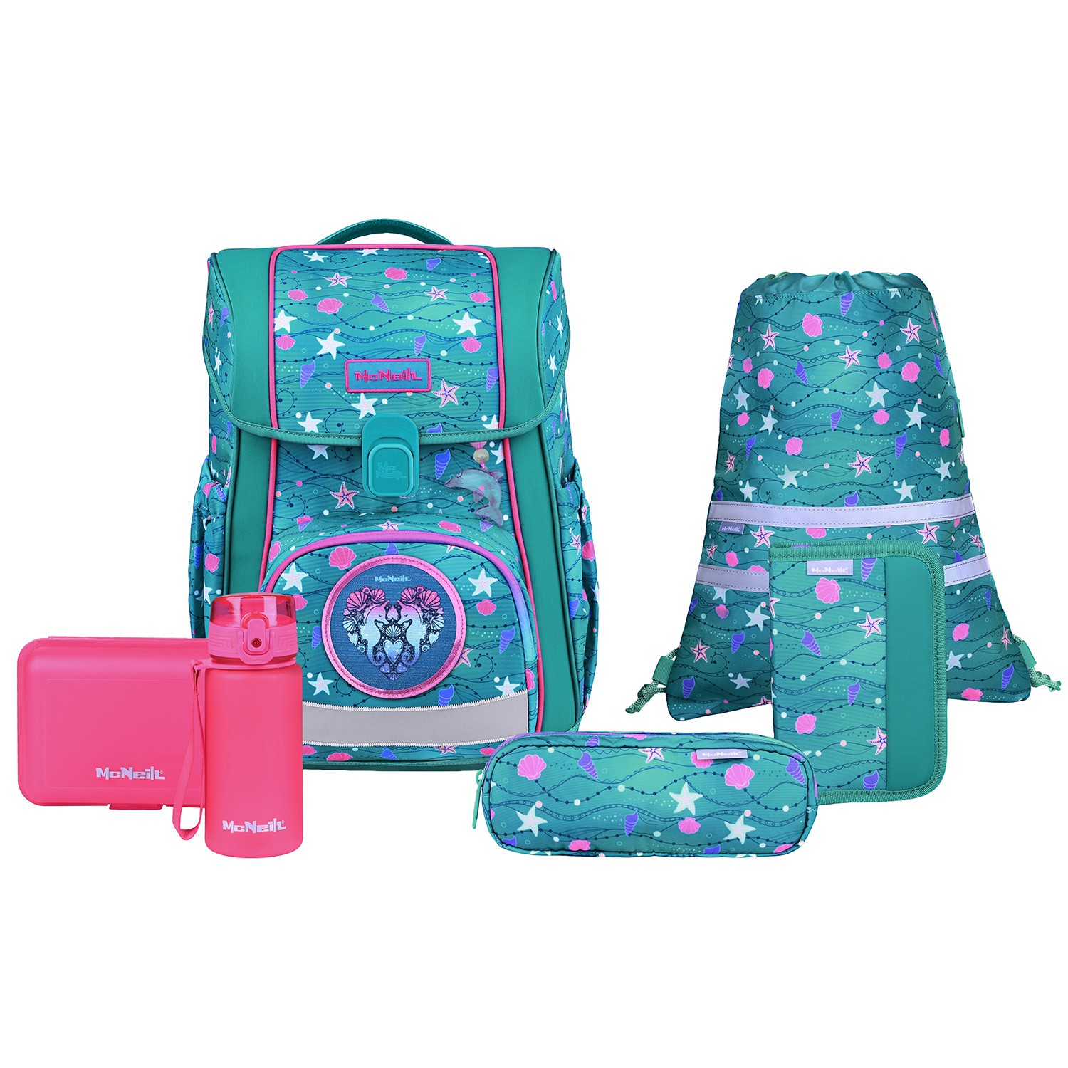 McNeill Bravo Schulranzen-Set 9-teilig-Seafish