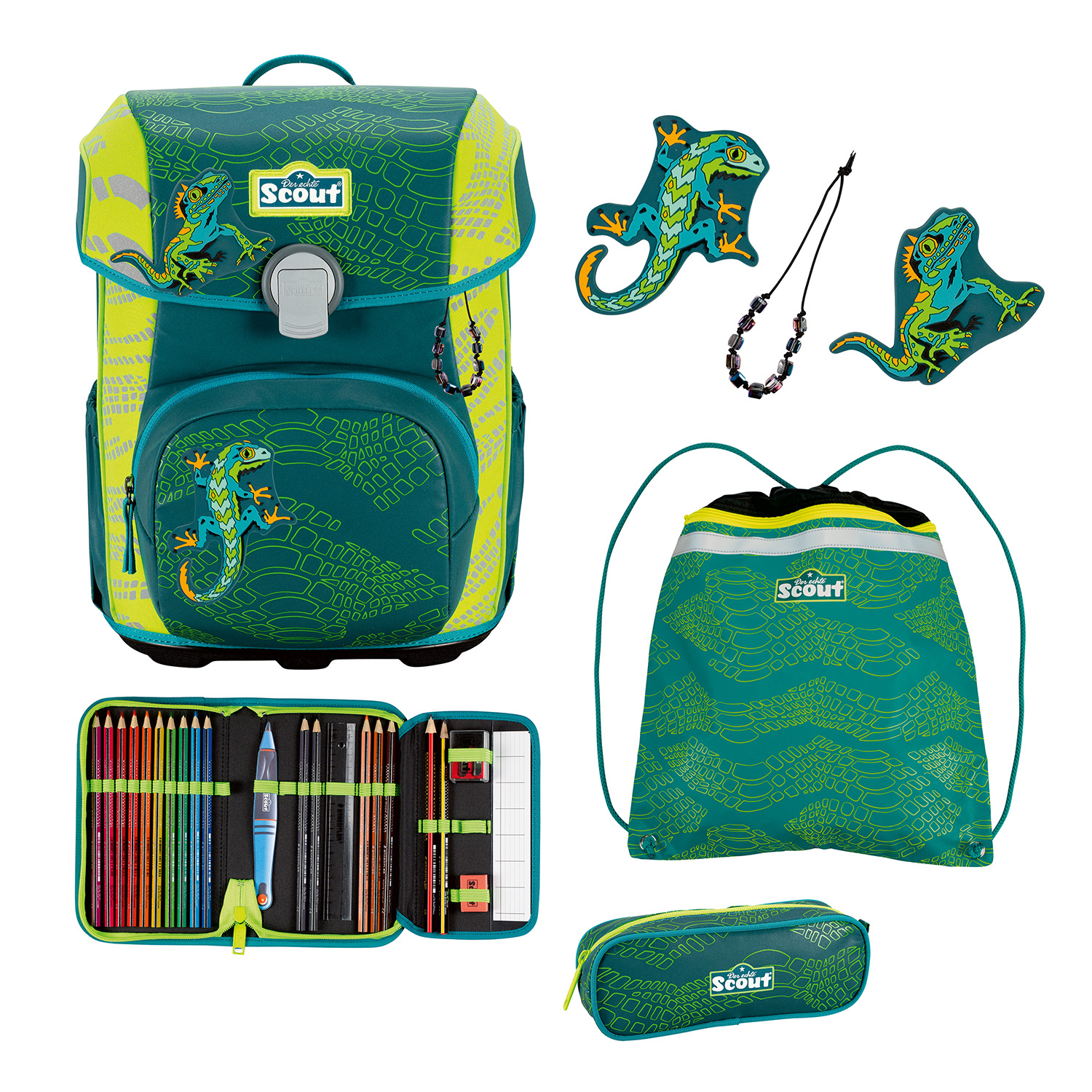 Scout Neo Superflash Extreme Schulranzen Set 4-teilig-Lizard